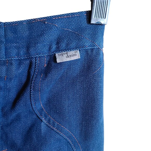18x19 Vintage Super Denim Kids Blue Jeans 70's Flared Legs & Contrast Stitching - Picture 4 of 9